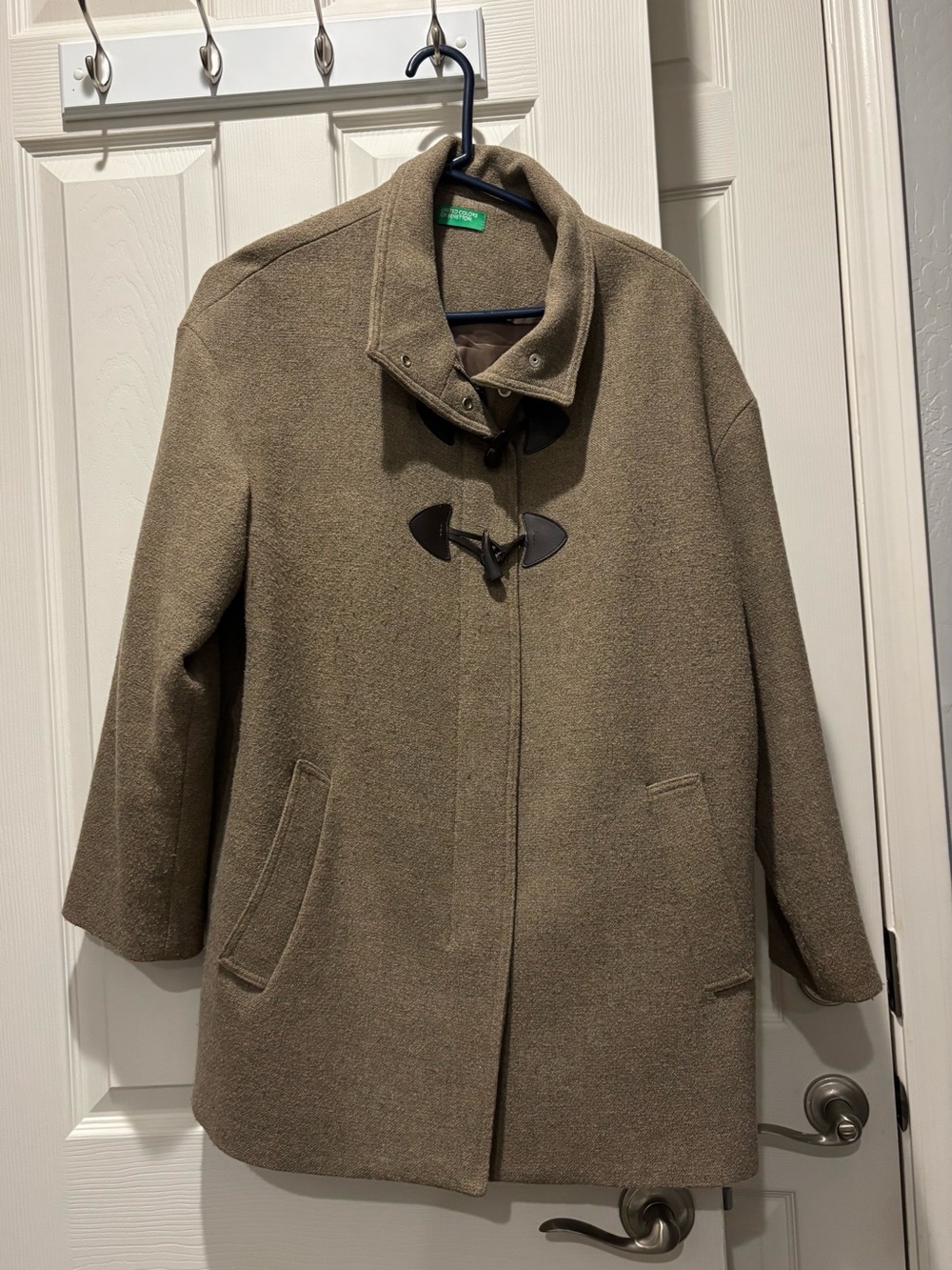 United Colors Of Benetton Taupe Wool Toggle Pea Coat
